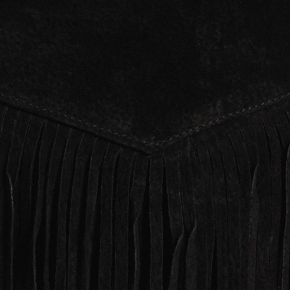Scully Leather Black Tiered Suede Fringe Mini Skirt - Picture 2 of 4